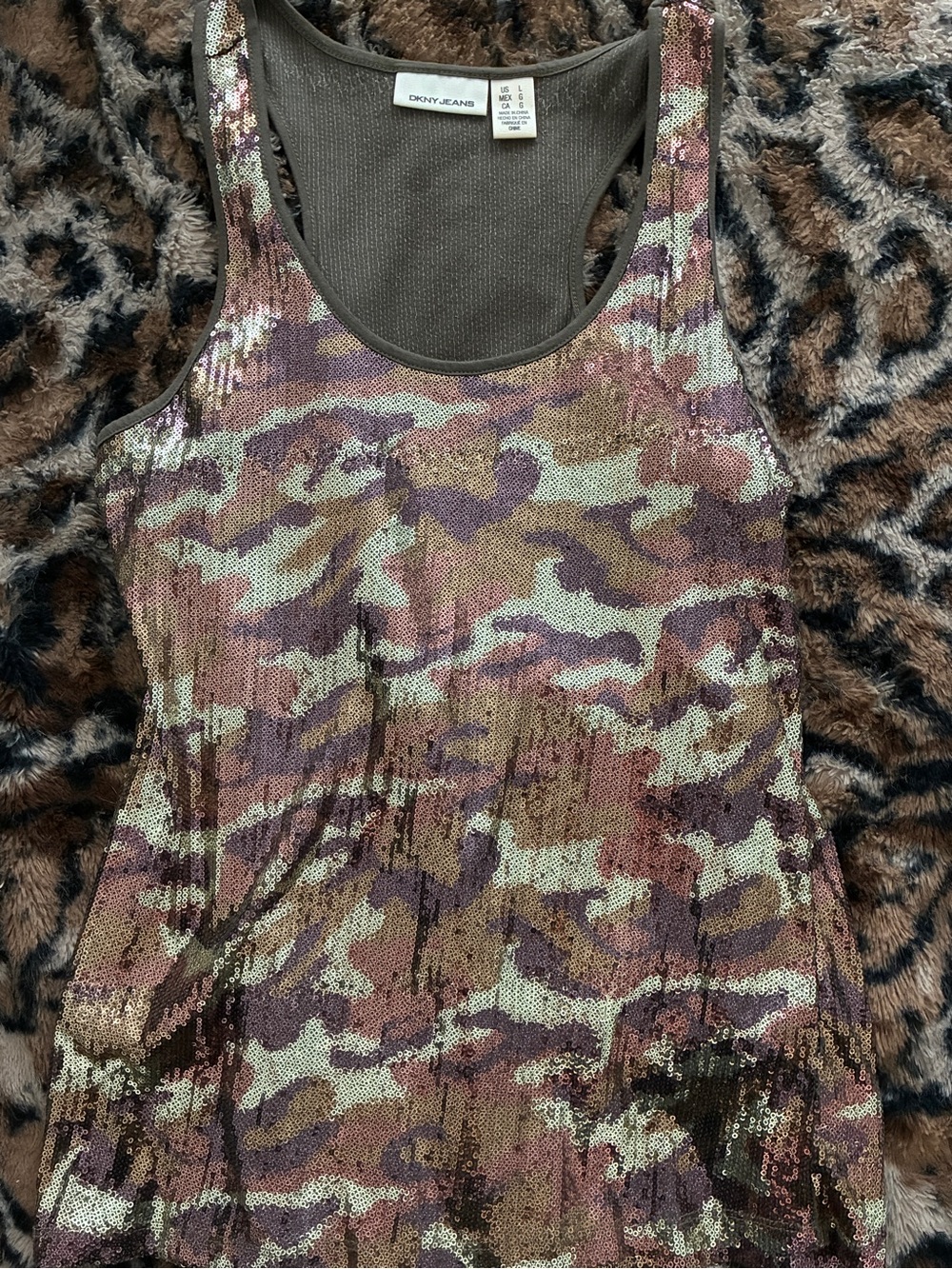 DKNY sequin camo tank top